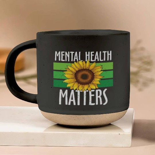 Mental Health Matters Green Sunflower Pottery Mugs