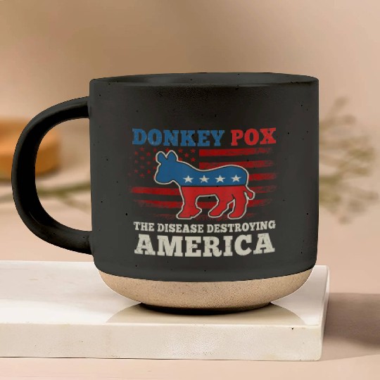 Donkey Pox The Disease Destroying America US Flag Pottery Mugs