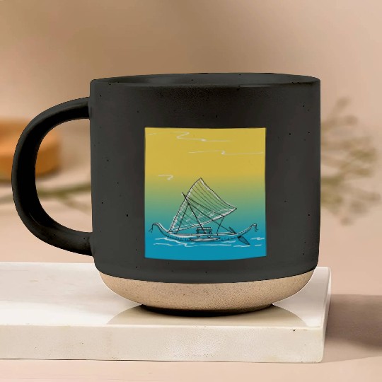 sailing canoe Pottery Mugs