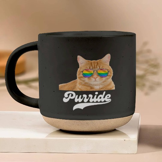 Cat LGBT Gay Pride Rainbow Flag Pottery Mugs