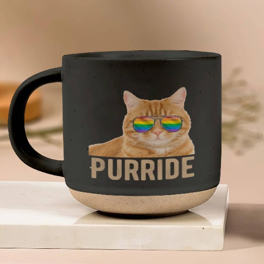 Funny Cat LGBT Gay Pride Rainbow Flag Pottery Mugs