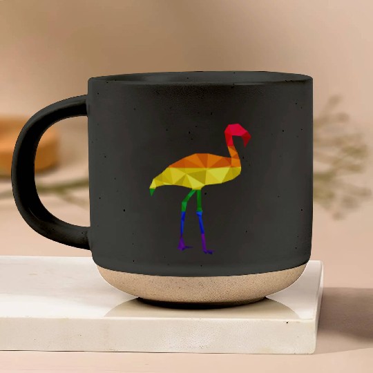 Colorful Flamingo LGBTQ Gay Pride Rainbow Flag Pottery Mugs