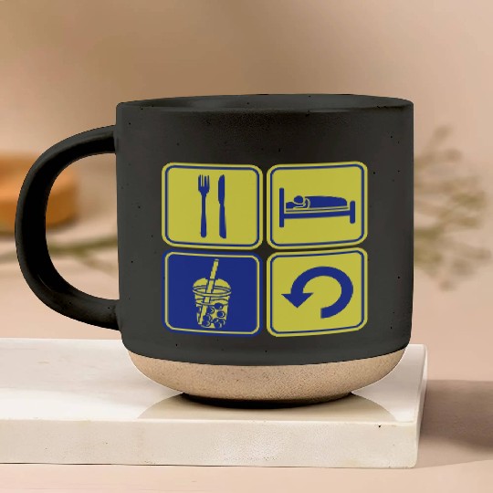 Repeat Boba Tea daily Pottery Mugs