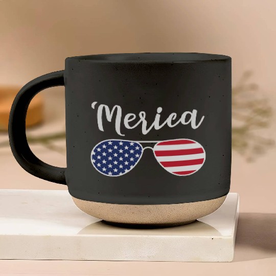 Merica Red Whie And Blue Stars Stripes Sunglasses Pottery Mugs
