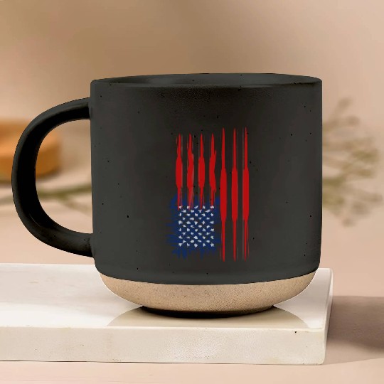US Flag Vertical Pottery Mugs American Stars Stripes