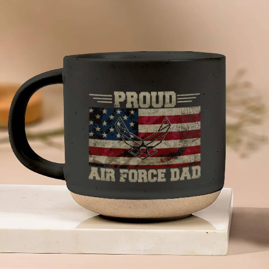 Proud Air Force Dad Veteran Us Flag Pottery Mugs