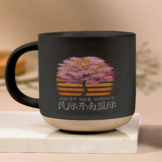 Cherry Blossom Asia Pastel Sea Of Flowers Pottery Mugs