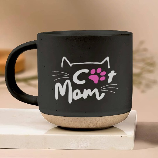 Best Cat Mom Ever with Paw for Mother Pottery Mugs