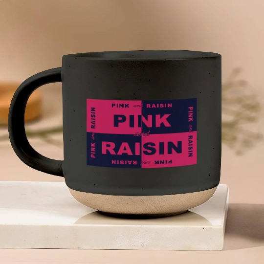Pink and Raisin Design Pottery Mugs
