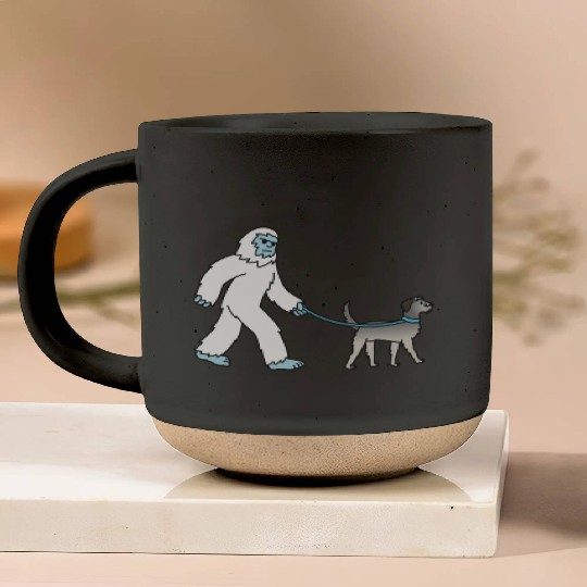 Bigfoot Sasquatch Walking Irish Wolfhound Pottery Mugs