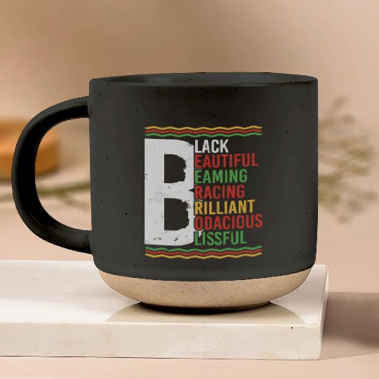 Black Beautiful Beaming Bracing Brilliant Pottery Mugs