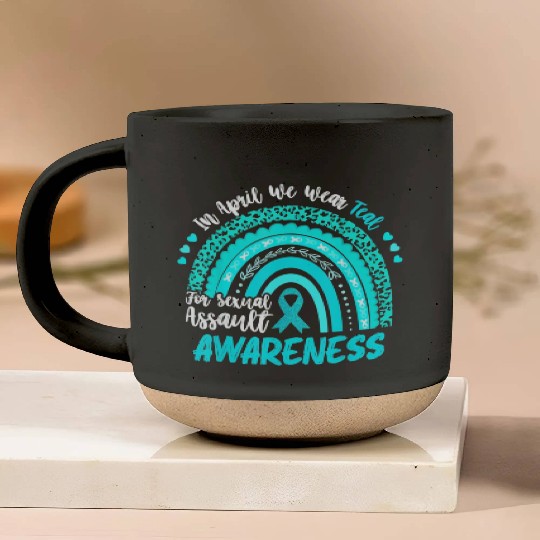 In April We Wear Teal Sexual Assault Pottery Mugs