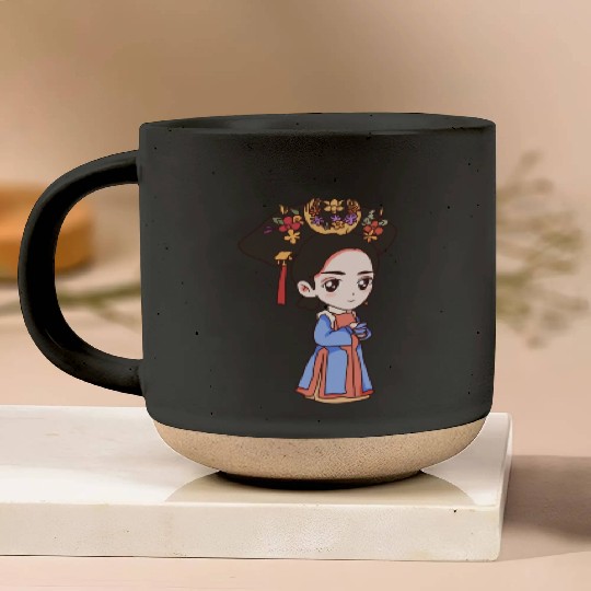 HAND PAINTED GIRL IMAGE Pottery Mugs