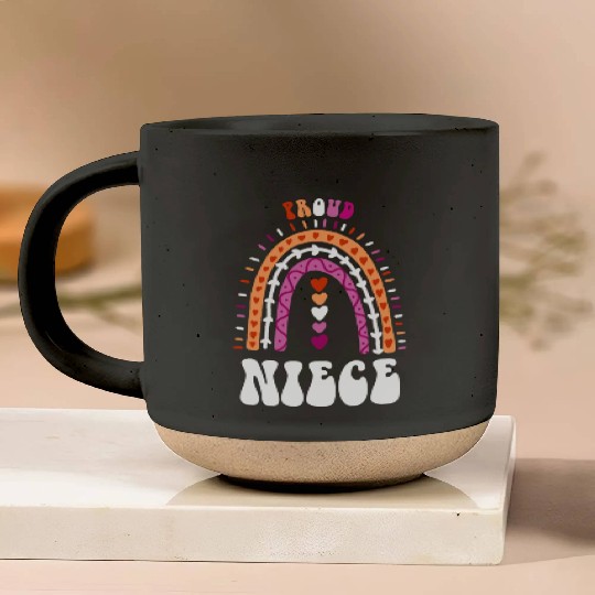 Proud Niece Lesbian Pride Boho Rainbow Pottery Mugs