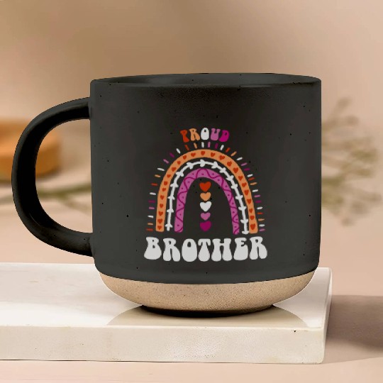 Proud Brother Lesbian Pride Boho Rainbow Pottery Mugs