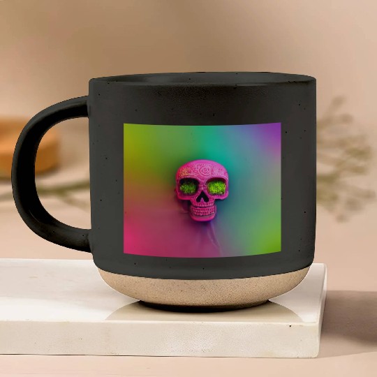 budsack neon neon mexican holiday skull day Pottery Mugs