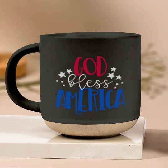 God Bless America Patriotic American 4th of Julygo Pottery Mugs