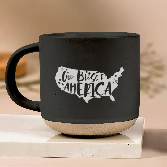 God Bless America USA Map Patriotic 4th of Julygod Pottery Mugs
