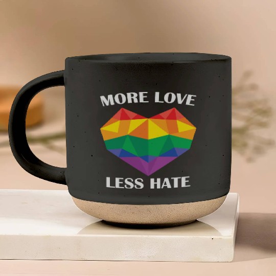LBGT Flag Gay Pride Human more love less hate Pottery Mugs