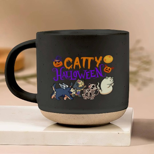 Catty Halloween | Cat Lover | Halloween Apparel | Pottery Mugs