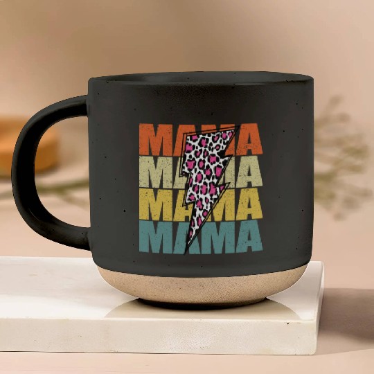 Lightning Bolt Leopard Cheetah Print Multi Color Pottery Mugs