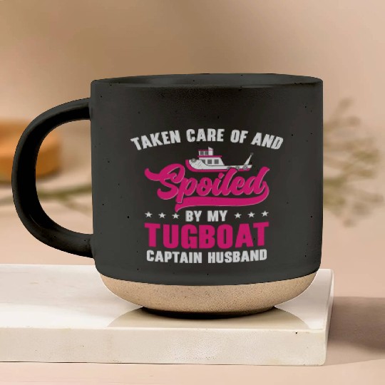 Tugboat Spoiled Tugboat Captain Husband Sailing Pottery Mugs