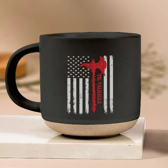 American Flag Viking Axe Til Valhalla Pottery Mugs