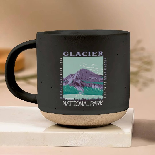 Glacier National Park Hidden Lake Distressed Pottery Mugs