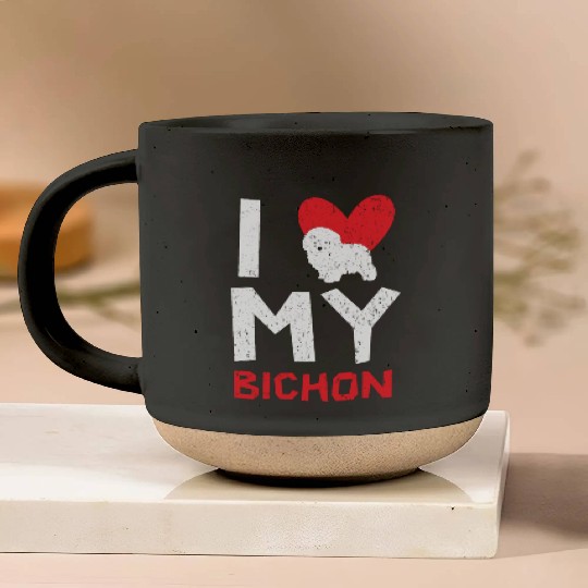 I Love My Bichon Frise Curly Hair Pup Puppy Lover Pottery Mugs
