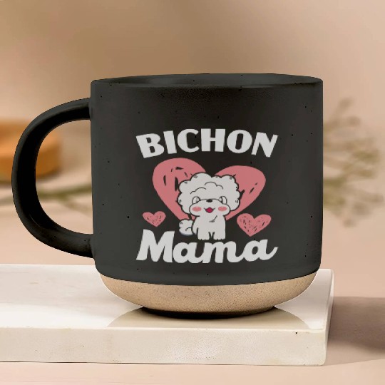 Bichon Mama Curly Hair Pup Puppy Bichon Frise Pottery Mugs