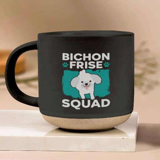 Bichon Frise Squad Curly Hair Pup Puppy Lover Pottery Mugs