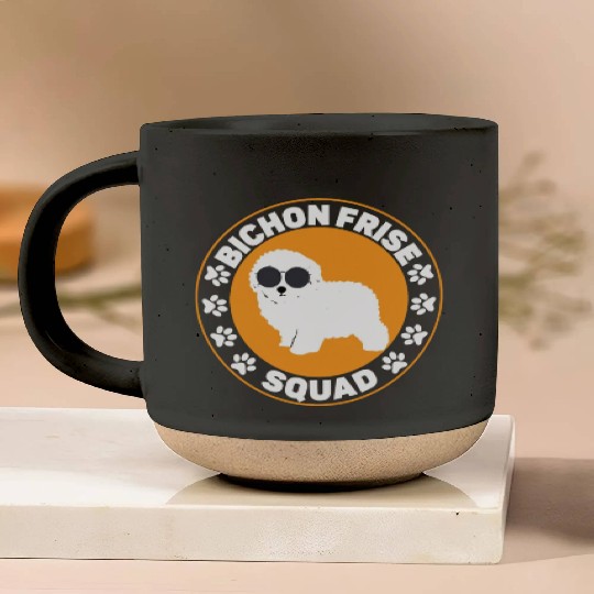 Bichon Frise Squad Curly Hair Pup Puppy Lover Pottery Mugs