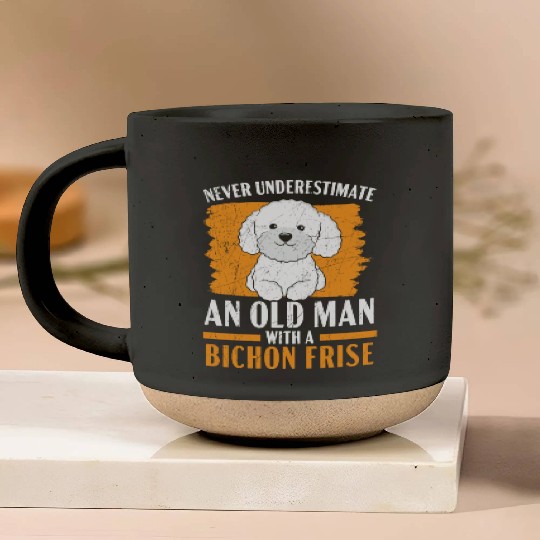 Never Underestimate An Old Man With A Bichon Frise Pottery Mugs