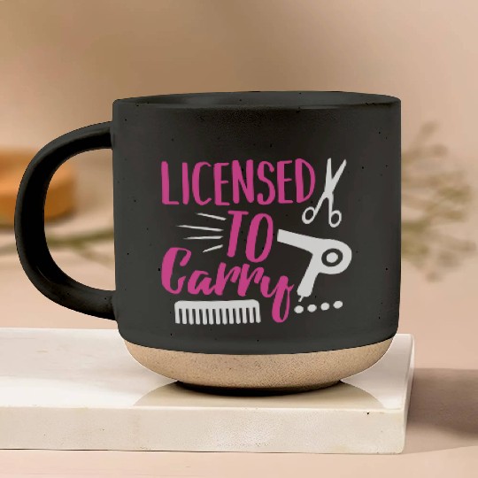 Licensed To Carry Hairdresser Pun Gun Pottery Mugs
