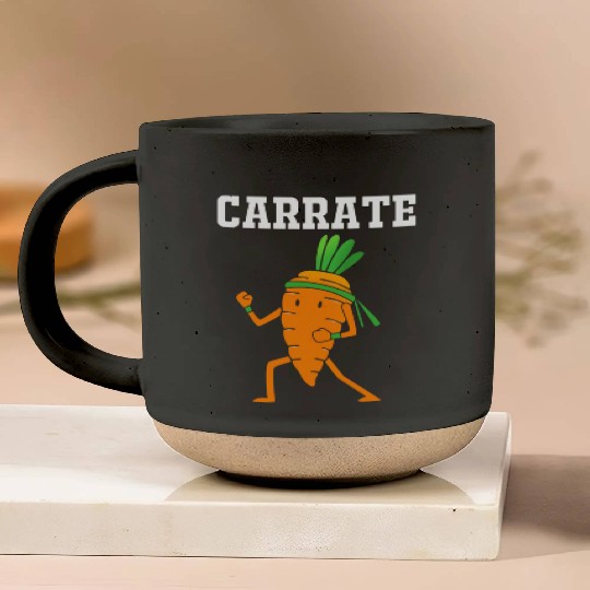 Carrate Funny Vegan Carrot Doing Karate Pottery Mugs