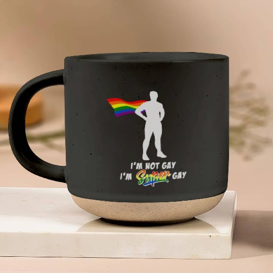 I'm super gay - funny gay saying LGBT Superhero Pottery Mugs
