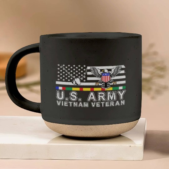 Vietnam Veteran Eagle US Flag Dog Tag Vintage Pottery Mugs