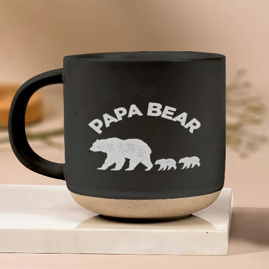 Vintage Papa Bear with Two Cubs Daddy Bear Twin Pottery Mugs
