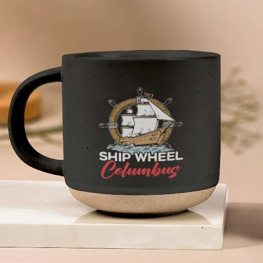 Ship Wheel Columbus Day Christopher Columbus Pottery Mugs