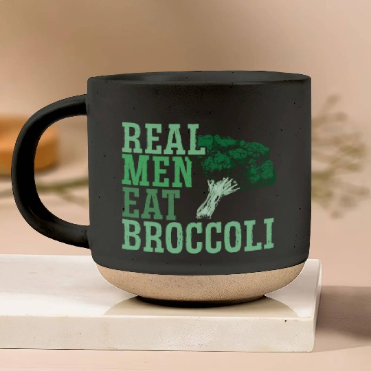 Real Men Eat Broccoli Broccoholic Vegetable Vegan Pottery Mugs