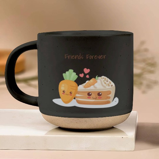 Friends Forever Carrot & Cake Pottery Mugs