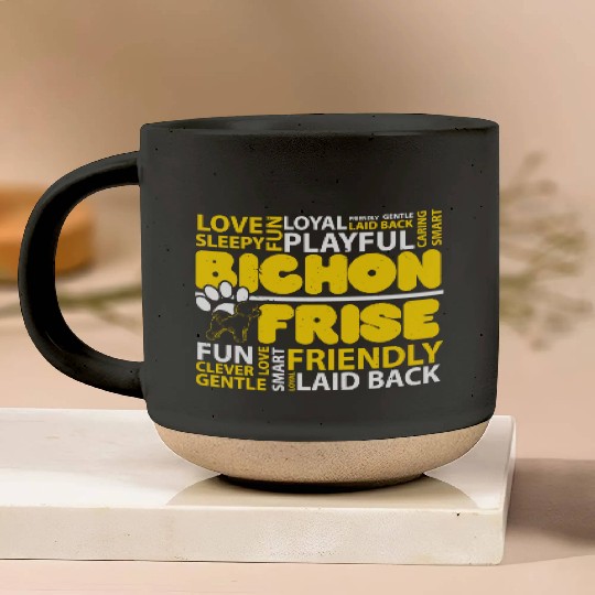 I Love Bichon Frise Dog Lover Puppy Paw Love Pottery Mugs