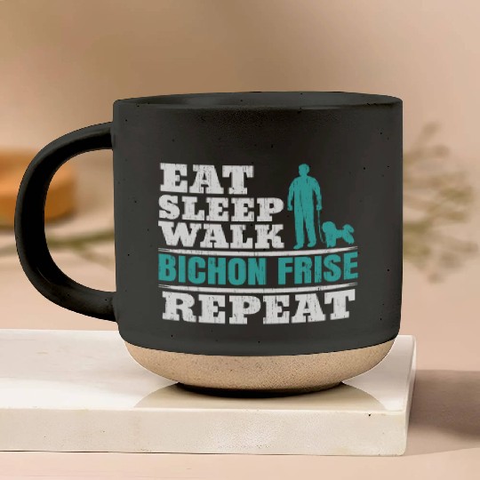 Eat Sleep Walk Bichon Frise Repeat Dog Lover Pottery Mugs