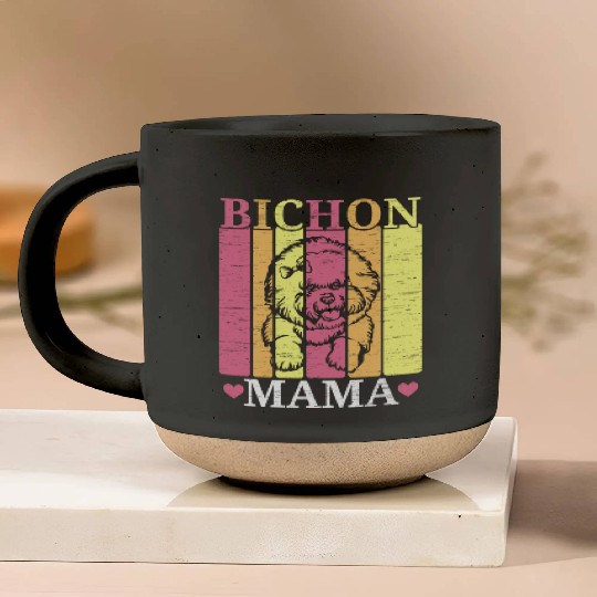 Bichon Frise Mama Dog Lover Puppy Paw Love Pottery Mugs
