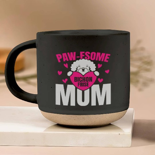 Pawesome Bichon Frise Mom Dog Lover Puppy Paw Love Pottery Mugs