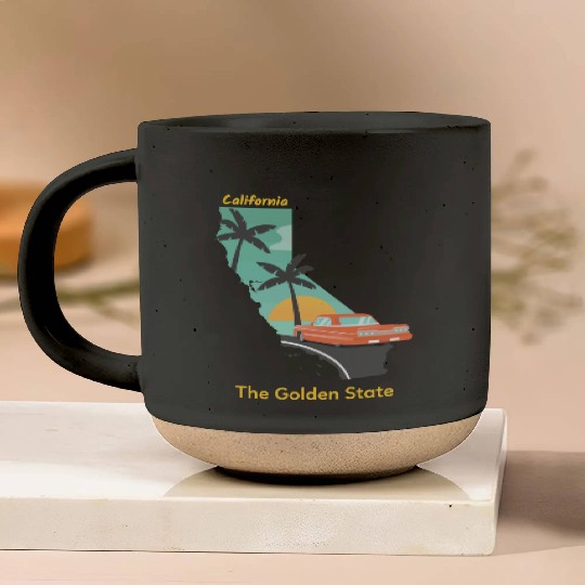 California The Golden State Pottery Mugs