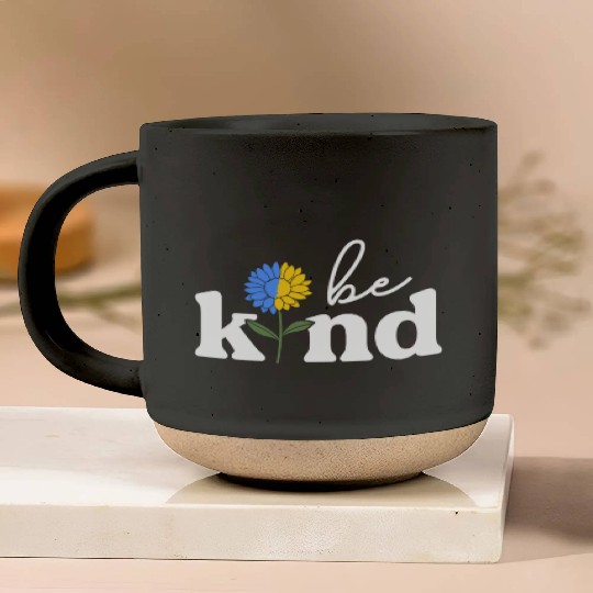 Be Kind Yellow Blue Sunflower World Down Syndrome Pottery Mugs