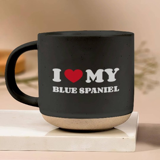 I Love My Blue Spaniel Pottery Mugs