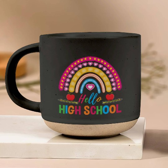 Hello High School Teacher Rainbow Pottery Mugs