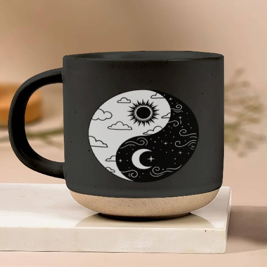 Sun and Moon Yin Yang for Yin Yang Art Lover Pottery Mugs